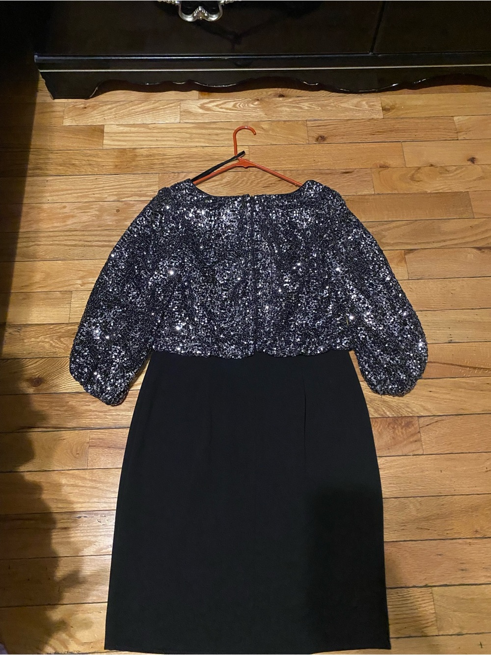 Jessica Howard Black Sheath Dress with Silver Sequin Bodice